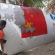 The Philippine Coast Guard inspecting debris from a Long March 5B rocket launched on July 24, 2022.